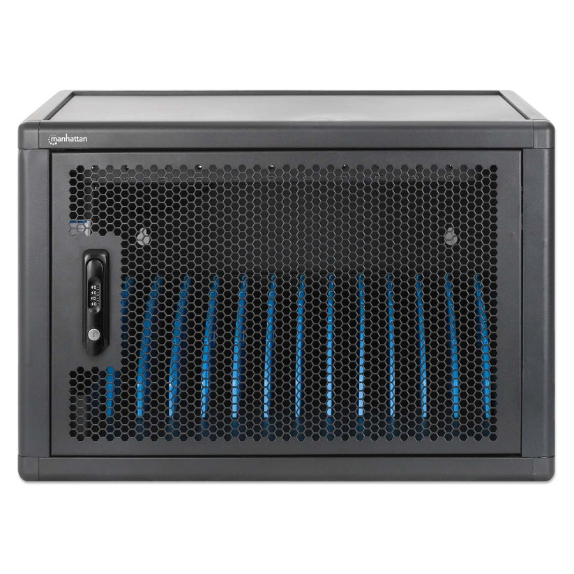 Manhattan Laadkast/laadtrolley USB-C 65W voor 12 laptops (tot 16"), geschikt voor laptops, iPads, MacBooks, Chromebooks en andere USB-C apparaten, vakken 395x290x32.5 mm, USB-C laadkabels inbegrepen, afsluitbaar, EU/UK-stroomkabels inbegrepen - Afbeelding 6