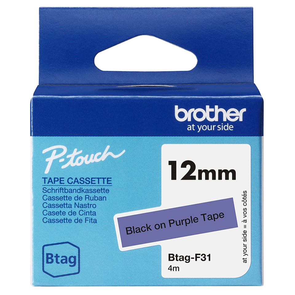 Brother BTAG-F31 labelprinter-tape Zwart op paars - Afbeelding 2