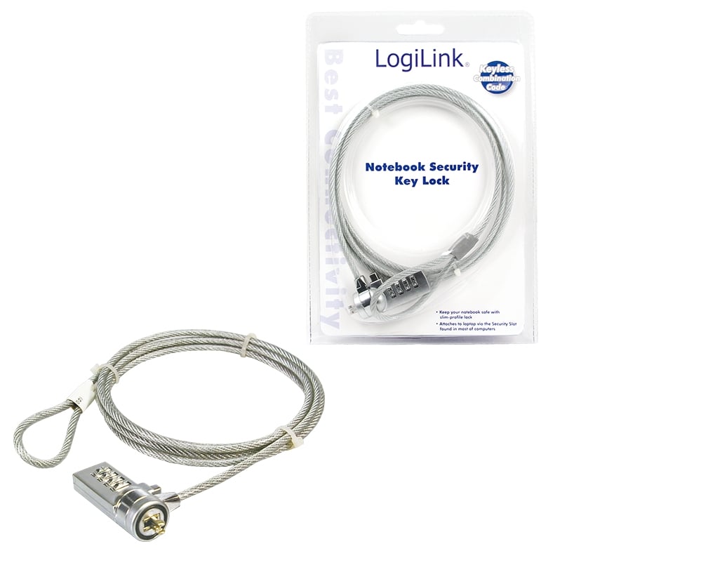 LogiLink Notebook Security Lock w/ Combination kabelslot 1,5 m - Afbeelding 2