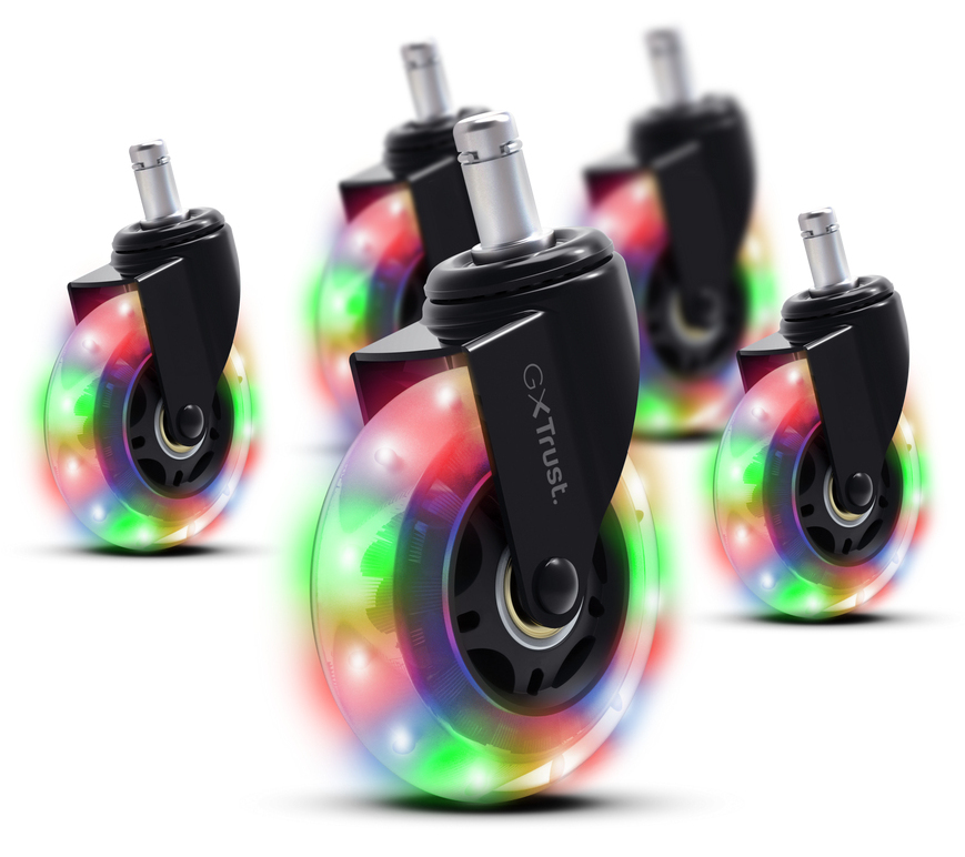 Trust GXT 25803 RGB Gamingstoel Wielen - Set zwenkwielen met RGB-verlichting – Vervangingsonderdeel – Zwart - Afbeelding 6