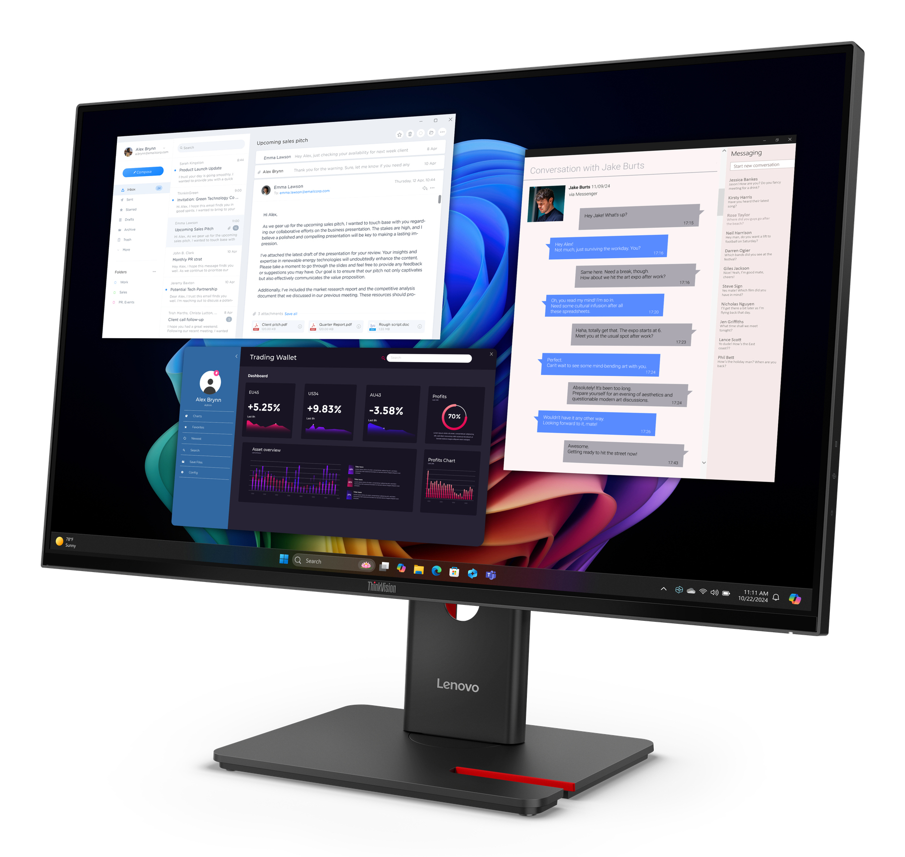Lenovo ThinkVision T27UD-40 Monitor - Afbeelding 3