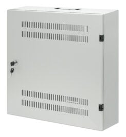 Intellinet Low-profile 19" wandkast met 4U horizontale en 2U verticale rails, slanke ruimtebesparende behuizing met slechts 170 mm diepte, ideaal voor AV/multimedia/surveillance, gemonteerd, grijs RAL 7035