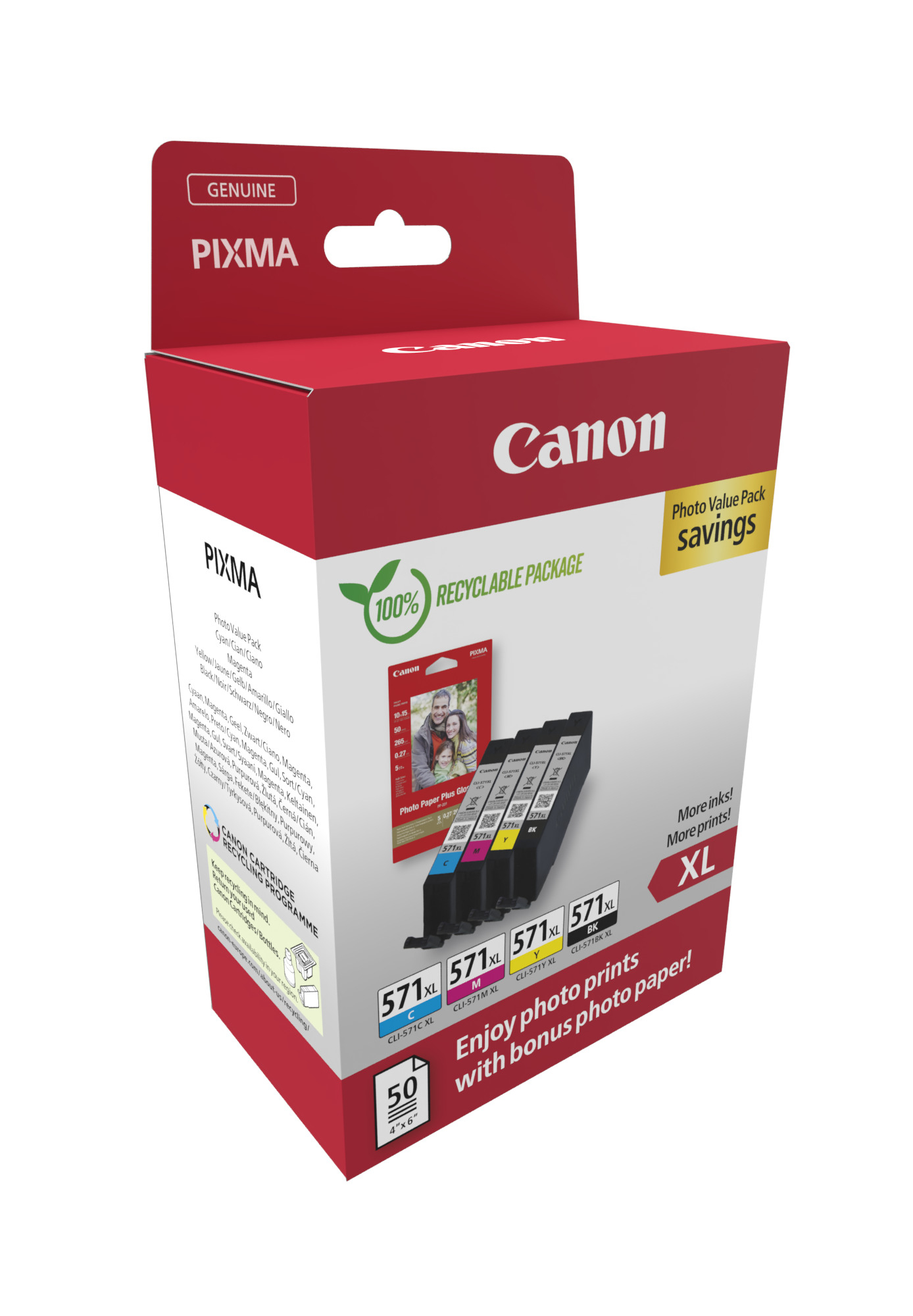 Canon 0332C006 inktcartridge 4 stuk(s) Origineel Hoog (XL) rendement Zwart, Cyaan, Magenta, Geel - Afbeelding 3