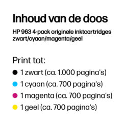 HP 963 4-pack originele inktcartridges zwart/cyaan/magenta/geel - Afbeelding 4