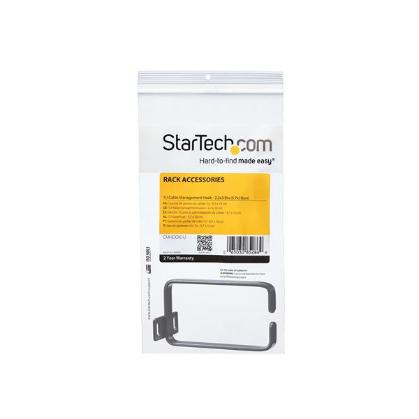 StarTech.com 1U Verticale 5,7 x 10cm Server Rack Kabelmanagement D-Ring Haak; Rackmonteerbare Netwerk Kabelorganizer; Kabelmanager voor 19" en 10" Serverkasten - Afbeelding 6