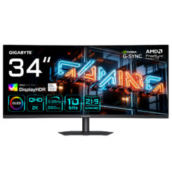 GIGABYTE MO34WQC36 computer monitor 86,4 cm (34") 3440 x 1440 Pixels Wide Quad HD QD-OLED Zwart
