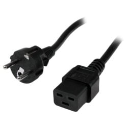 StarTech.com 2m Computer Stroomkabel, 16AWG, EU Schuko naar C19, 16A 250V, Zwart, AC Vervangkabel, Printer Voedingskabel, PC Power Supply Kabel, TV/Monitor Electriciteitssnoer, UL-Listed