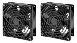 Intellinet Ventilatie-unit met 2 ventilatoren voor 19" netwerkkast wand, dakmontage, netsnoer 1,8 m met CEE 7/7 stekker, incl. aardingsset, formaat 120x120 mm, zwart, levenslange garantie