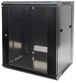 Intellinet 19" netwerkkast wandmontage (standaard), 6U, 450 mm diep, zwart, bouwpakket (flatpack), max. 60 kg, bruikbare diepte 270–350 mm, metalen & glazen deur, afneembare zijpanelen, montagemateriaal niet inbegrepen