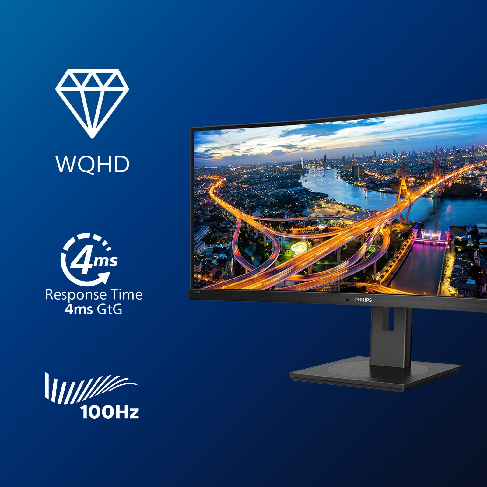 Philips B Line 346B1C/00 computer monitor 86,4 cm (34") 3440 x 1440 Pixels Quad HD LCD Zwart - Afbeelding 5