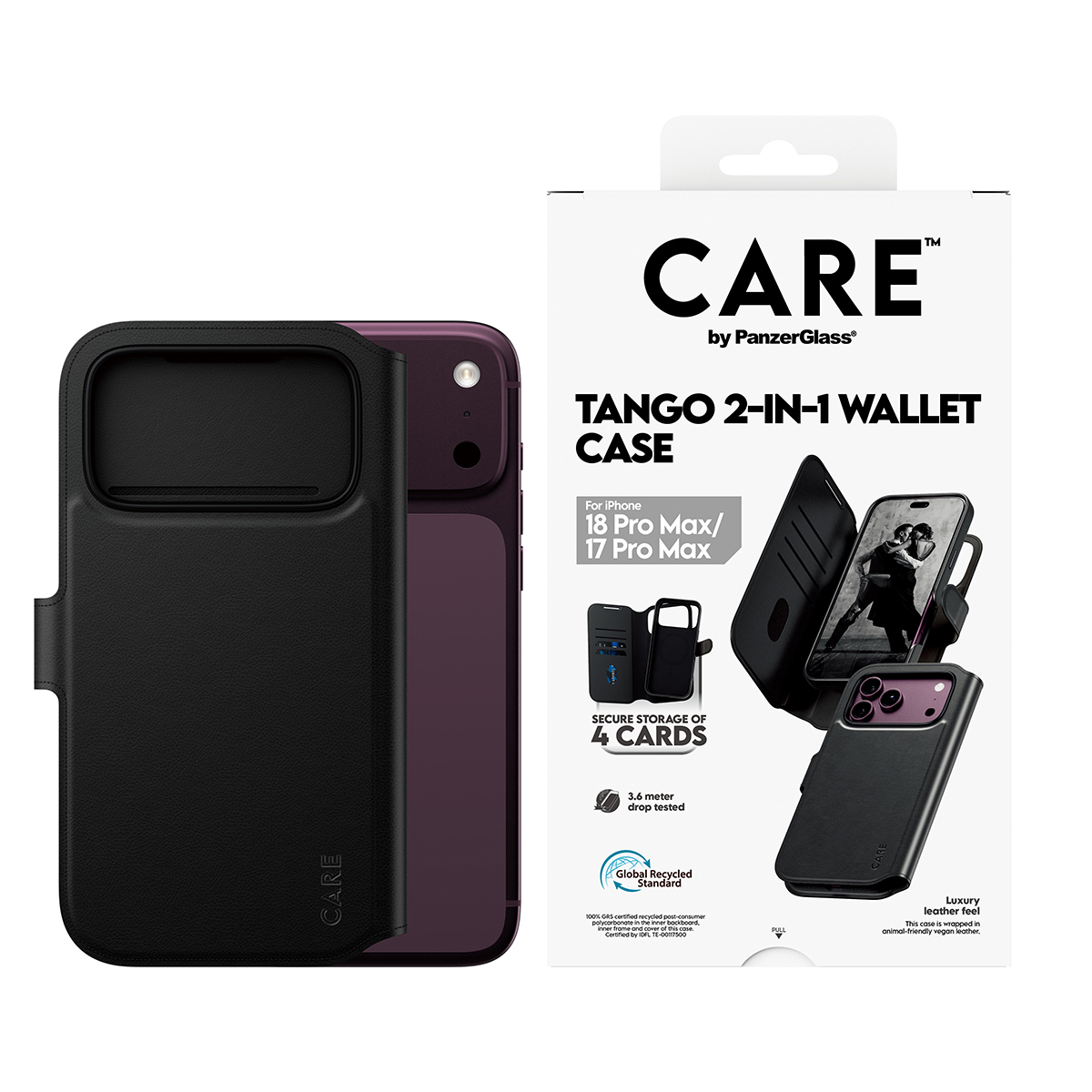 PanzerGlass CARE™ by ® Tango 2-in-1 Wallet Case Black w. MagSafe iPhone 2026 Pro Max | 17 Pro Max mobiele telefoon behuizingen Hoes Transparant - Afbeelding 3