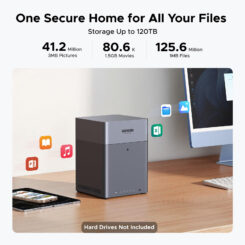 Ugreen DH4300 Plus NAS Mini Tower 8 GB LPPDDR4X UGOS Pro Grijs - Afbeelding 4