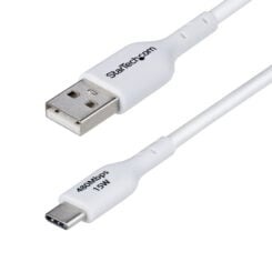 StarTech.com 2m USB-A naar USB-C Laadkabel, Charge & Sync, 3A, USB 2.0, TPE Mantel - Witte USB Oplaadkabel - Afbeelding 2