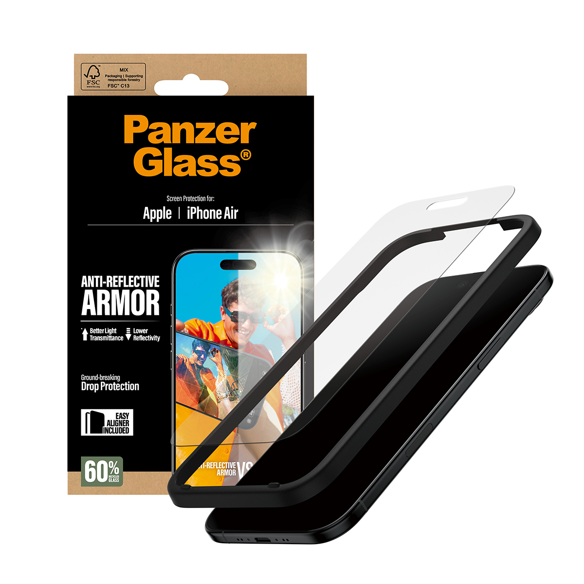 PanzerGlass ® Anti-Reflective Armor Screen Protector iPhone Air w. EasyAligner Doorzichtige schermbeschermer Apple 1 stuk(s) - Afbeelding 6