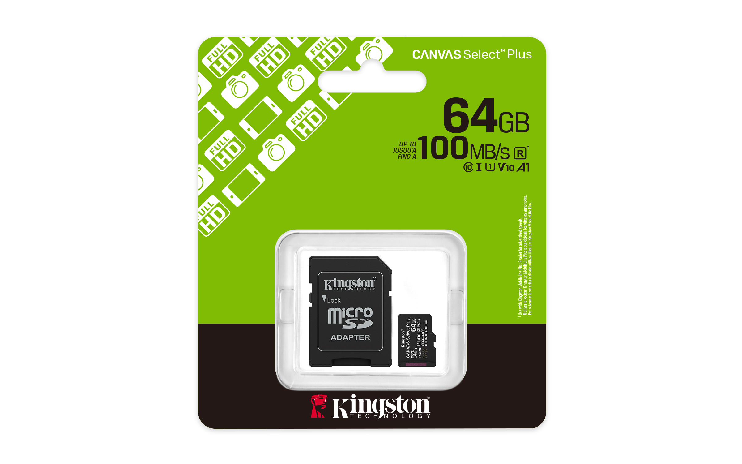 Kingston Technology 64GB microSDXC Canvas Select Plus Gen3 100MB/s A1 kaart + adapter - Afbeelding 6