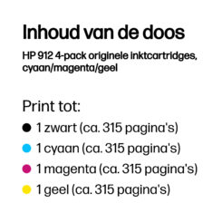 HP 912 4-pack originele inktcartridges, cyaan/magenta/geel - Afbeelding 4