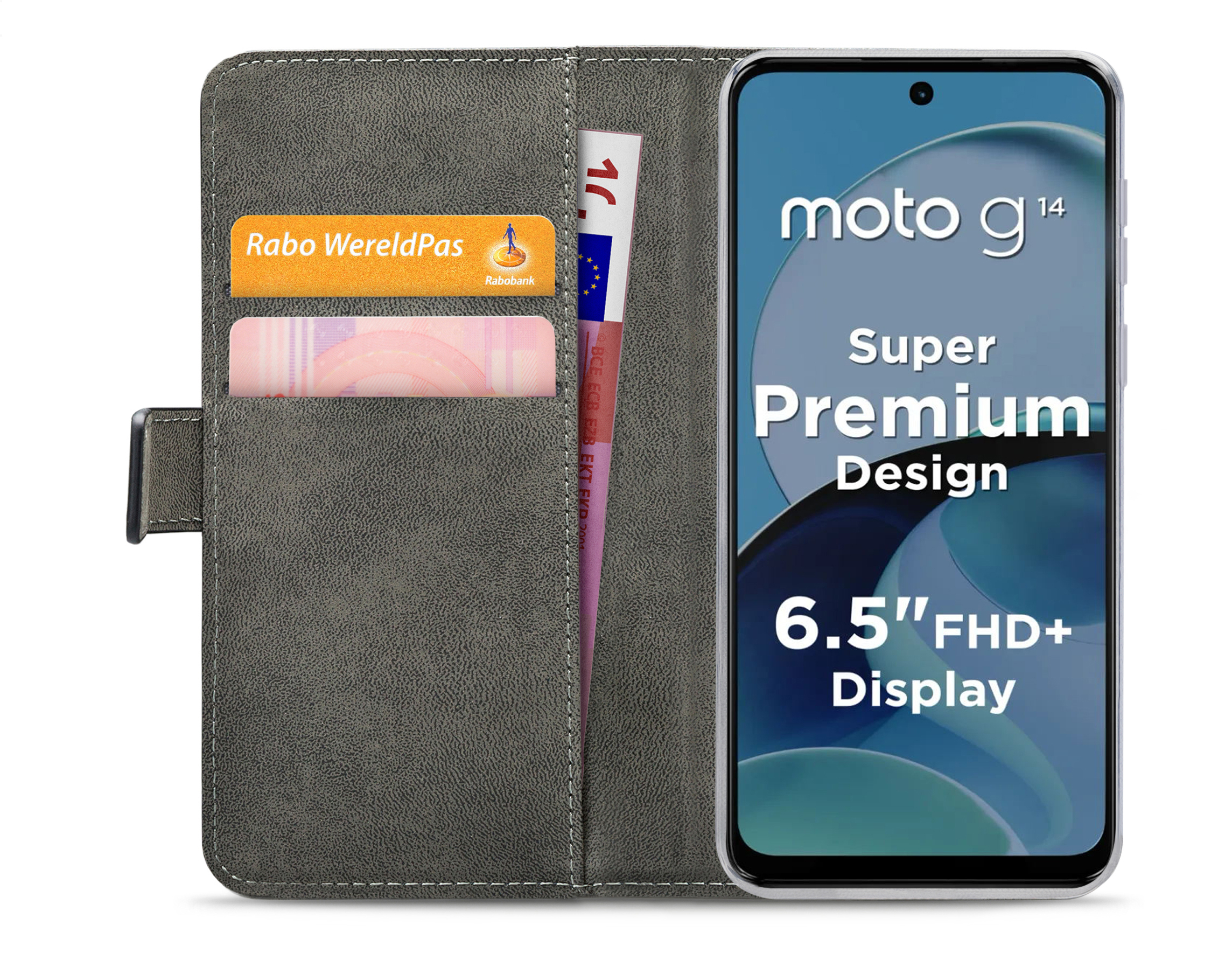 Mobilize Classic Gelly Wallet Book Case Motorola Moto G14 Black - Afbeelding 3
