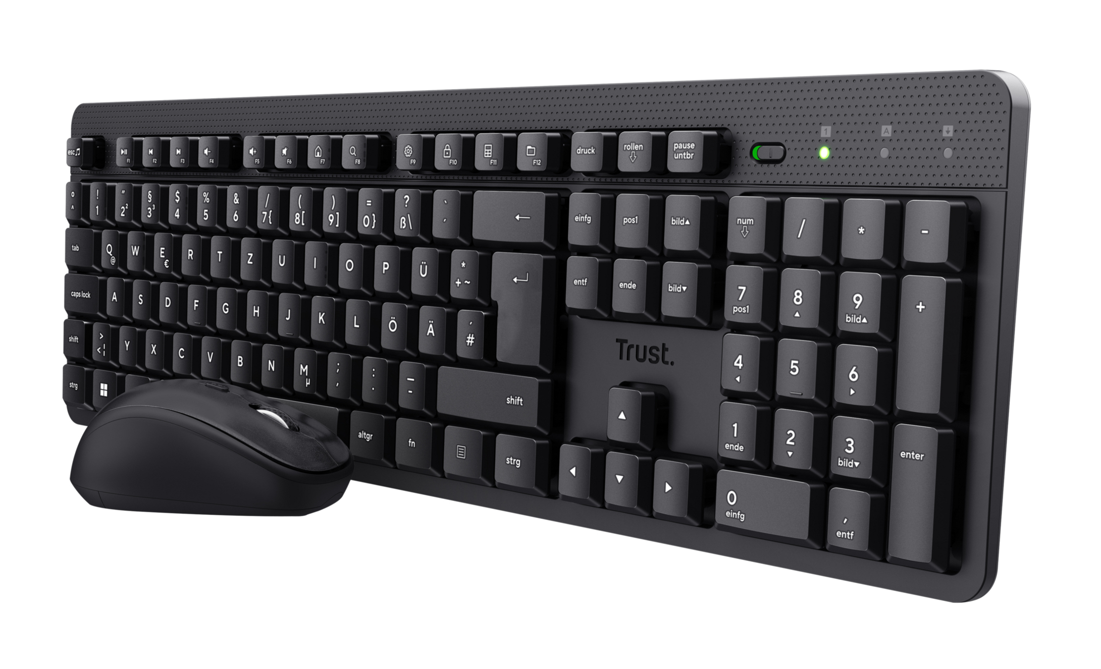 Trust TKM‑360 Draadloos toetsenbord+muis set – business model – RF draadloos – QWERTY – Inclusief muis – Zwart - Afbeelding 2