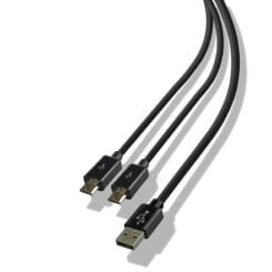 Steelplay Dual Play & Charge Kabel Geschikt Voor PS4 Controllers - USB, Zwart