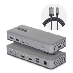 StarTech.com Dual-Monitor USB-C Docking Station, HDMI, 4K 60Hz, 100W Laptop Charging, 1GbE, Driverless, Multi-Monitor Dock voor Windows