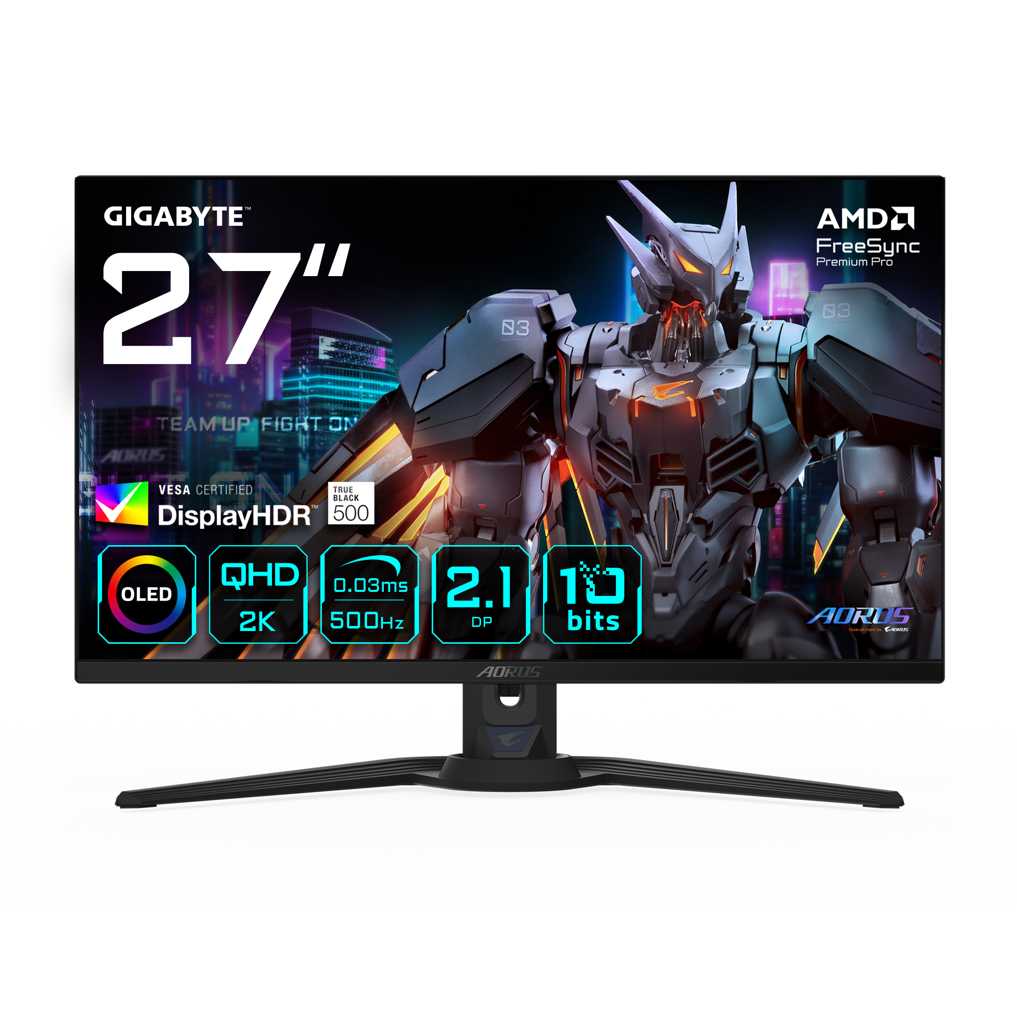 GIGABYTE AORUS FO27Q5P computer monitor 68,6 cm (27") 2560 x 1440 Pixels Quad HD QD-OLED Zwart - Afbeelding 2