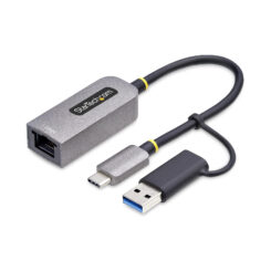 StarTech.com USB-C naar Ethernet Adapter met USB-A Dongle, 10/100/1000Mbps, USB 3.0 naar Gigabit Ethernet Netwerk Adapter, 15cm Ingebouwde Kabel, USB GbE Adapter