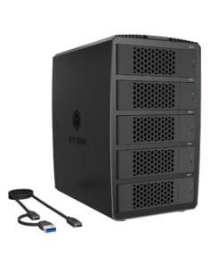 ICY BOX IB-RD3705-CU3 disk array 0 TB Desktop Zwart
