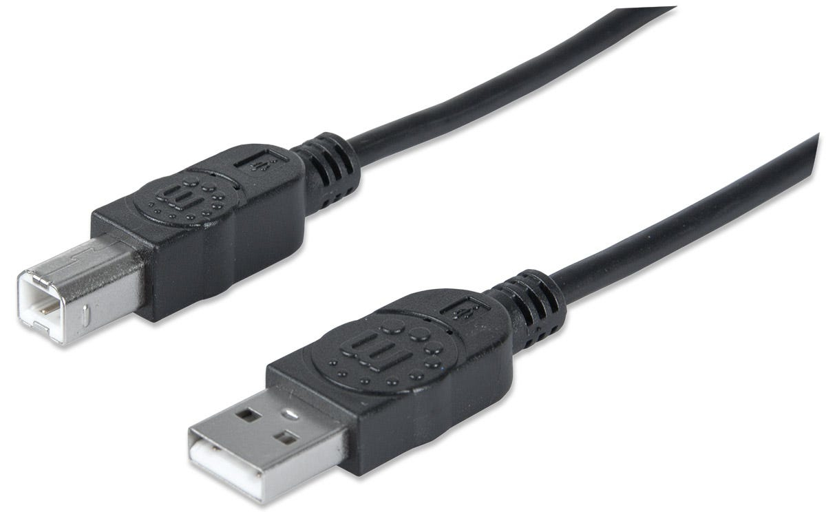Manhattan USB-A naar USB-B kabel, 3 m, mannelijk naar mannelijk, 480 Mbps (USB 2.0), zwart, levenslange garantie, equivalent aan USB2HAB3M - Afbeelding 2