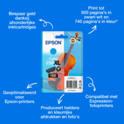 Epson Singlepack, cyaan 250XL Viool Claria Photo HD-inkt - Afbeelding 4