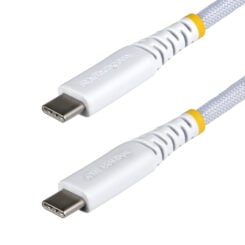 StarTech.com 30cm USB-C Laadkabel, Wit, 60W (3A) PD, Dual-Layer Gevlochten Nylon/TPE Mantel, Robuuste USB Type-C Oplaadkabel, USB 2.0 Fast Charge Kabel