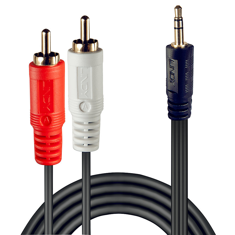 Lindy 35682 audio kabel 3 m 2 x RCA 3.5mm Zwart - Afbeelding 3