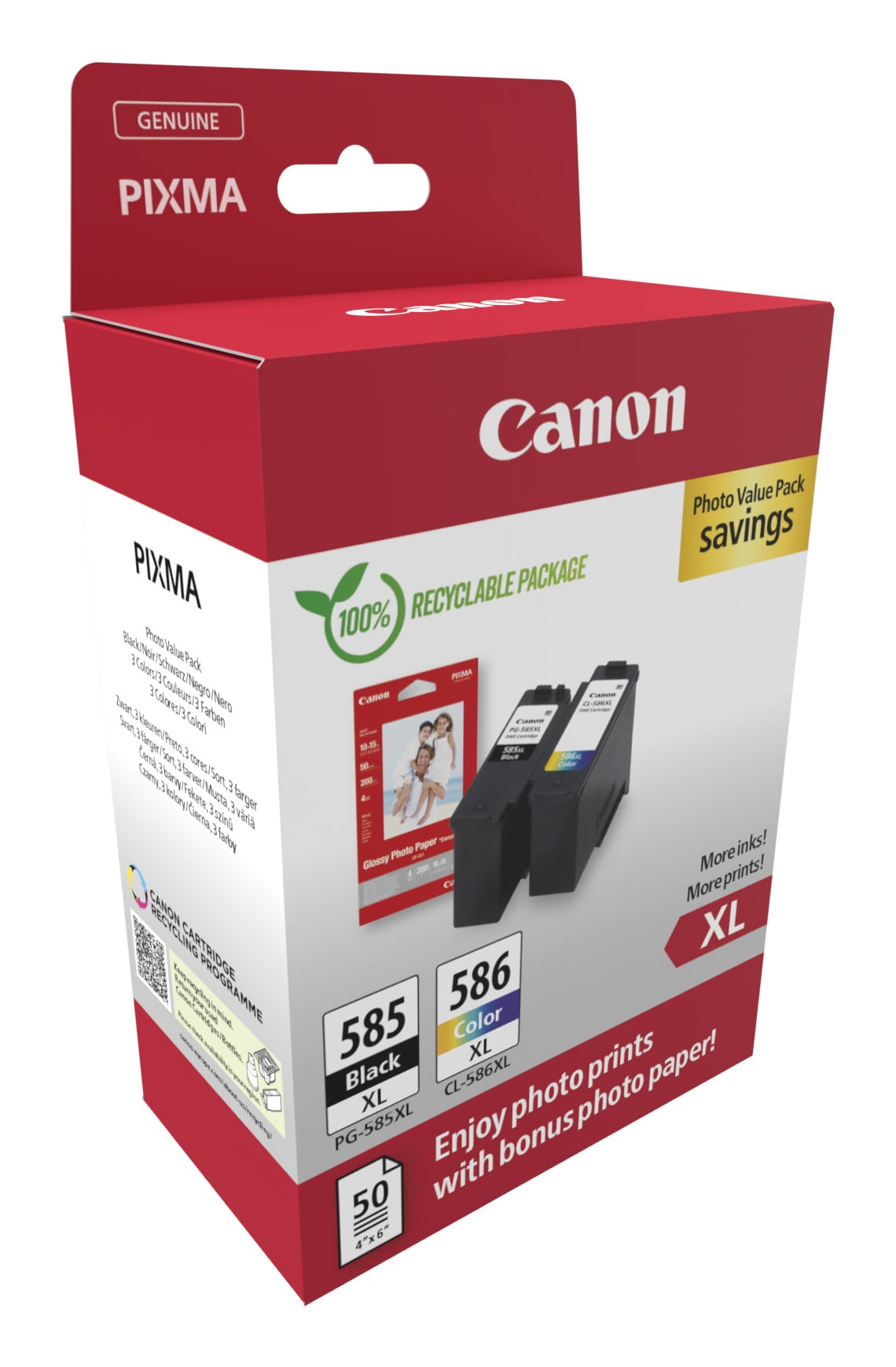 Canon PG-585XL/CL-586 PVP inktcartridge 2 stuk(s) Origineel Hoog (XL) rendement Zwart, Cyaan, Magenta, Geel - Afbeelding 3