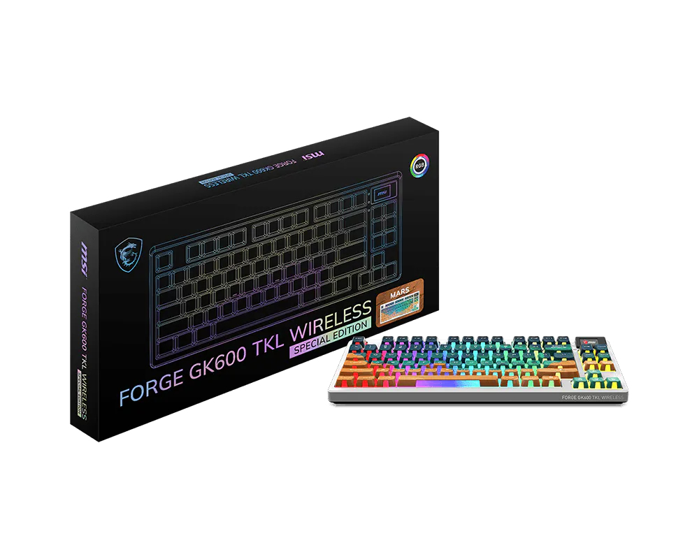 MSI FORGE GK600 TKL WIRELESS MARS toetsenbord Gamen USB + Bluetooth QWERTY US International Meerkleurig - Afbeelding 6