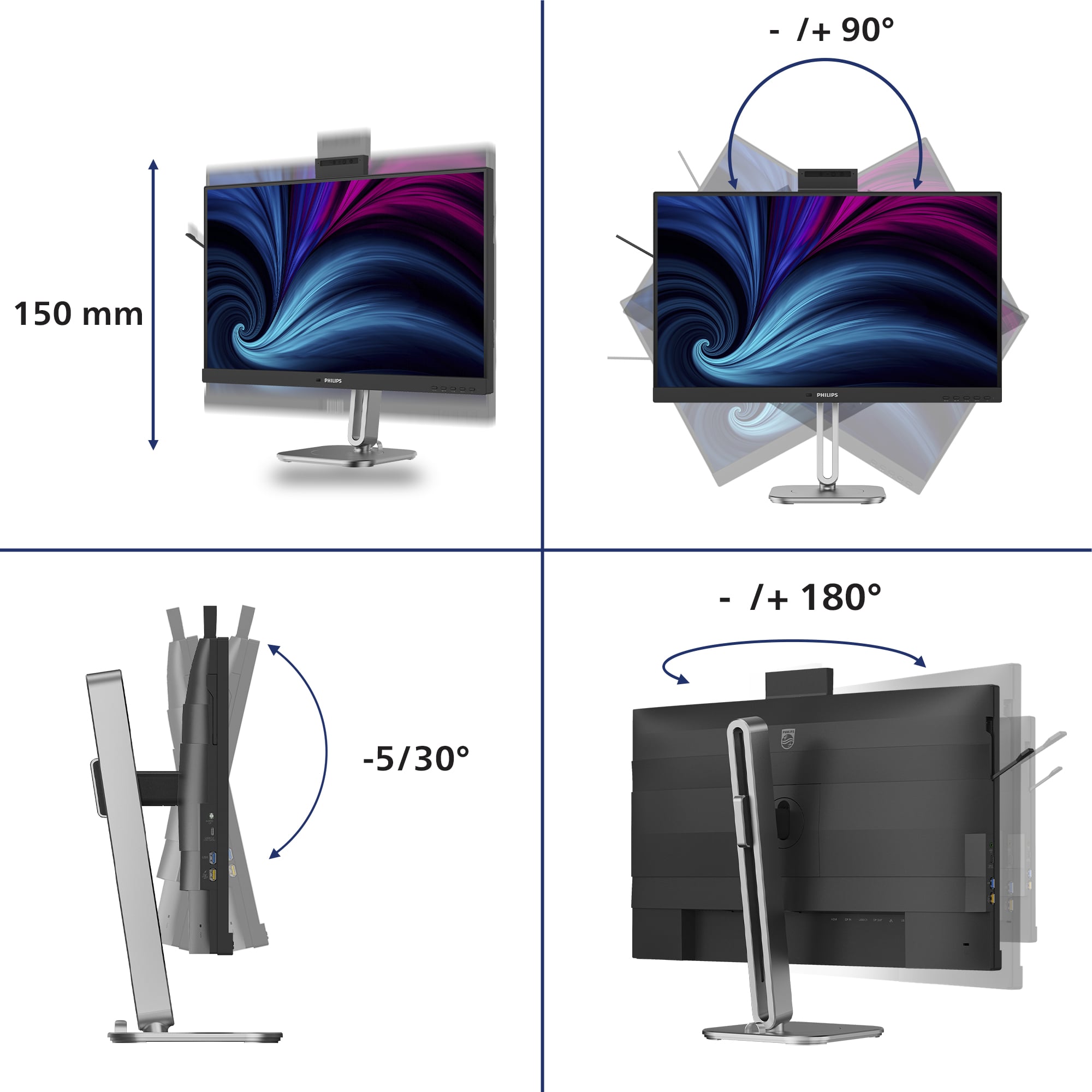 Philips 4000 series 27B2U4601H/00 computer monitor 68,6 cm (27") 2560 x 1440 Pixels Quad HD LCD Zwart - Afbeelding 4
