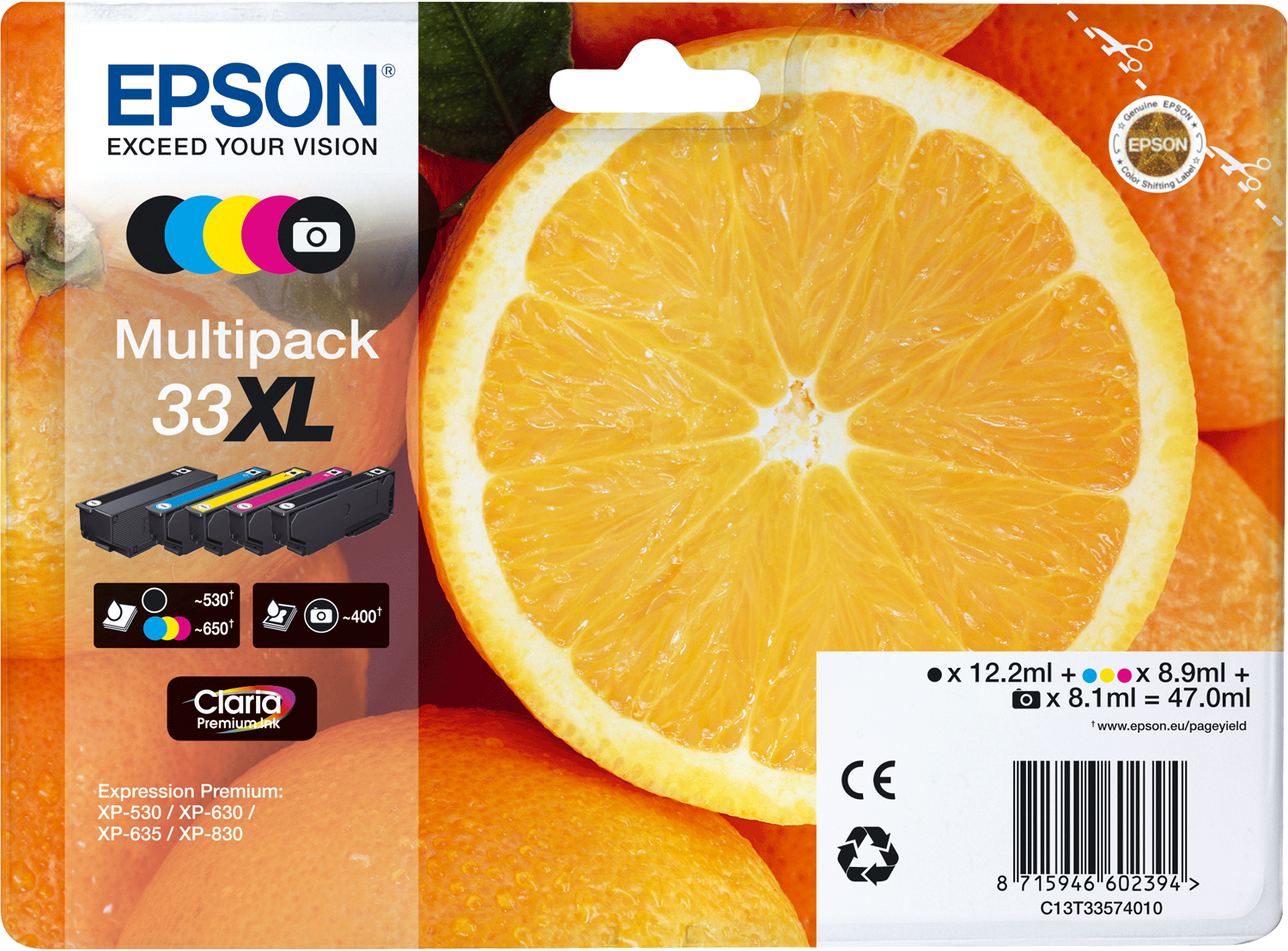 Epson Oranges 33XL Sinaasappelen Claria Premium multipack vijfkleureninkt - Afbeelding 3