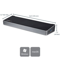 StarTech.com 4K USB-C Dock, Triple UHD 4K Monitor Docking Station, Mac & Windows, USB C to HDMI & DisplayPort, 60W Power Delivery, 5x USB 5Gbps Hub - Afbeelding 3
