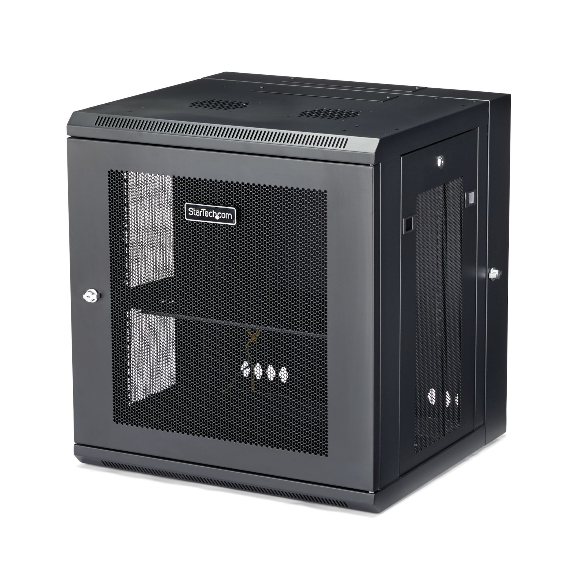 StarTech.com 4 Post 12U Wandmonteerbare Netwerkkast met 1U Schap, 19" Scharnierende Patchkast voor Data/AV/Electronica/Computer Apparatuur, Veelzijdig Geventileerd Server Rack, Vergrendelbaar - Afbeelding 2