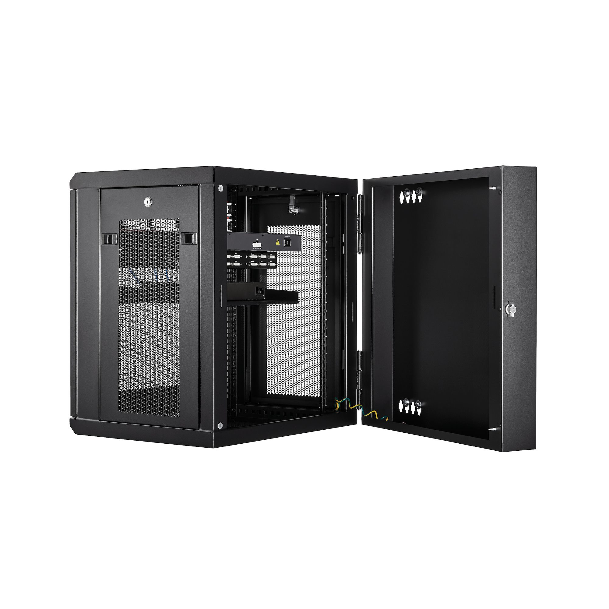 StarTech.com 4 Post 12U Wandmonteerbare Netwerkkast met 1U Schap, 19" Scharnierende Patchkast voor Data/AV/Electronica/Computer Apparatuur, Veelzijdig Geventileerd Server Rack, Vergrendelbaar - Afbeelding 6