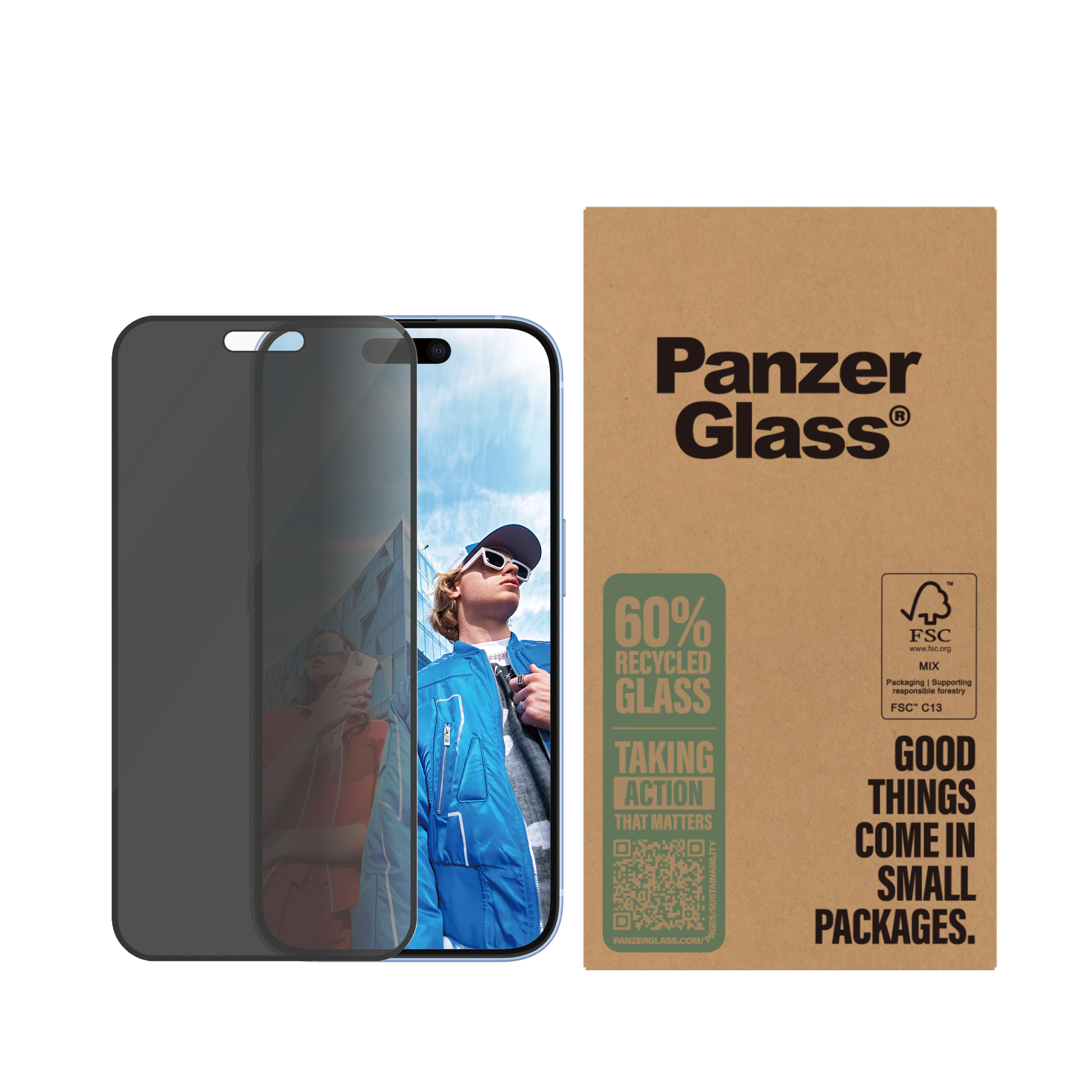 PanzerGlass ® 2-Way Privacy Screen Protector iPhone 16 | 15 | Ultra-Wide Fit | Bulk Doorzichtige schermbeschermer Apple 50 stuk(s) - Afbeelding 3