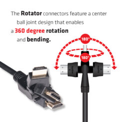 CLUB3D HDMI 2.0 4K60Hz UHD 360 Graden roterende kabel 2 meter - Afbeelding 3