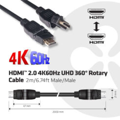 CLUB3D HDMI 2.0 4K60Hz UHD 360 Graden roterende kabel 2 meter - Afbeelding 6