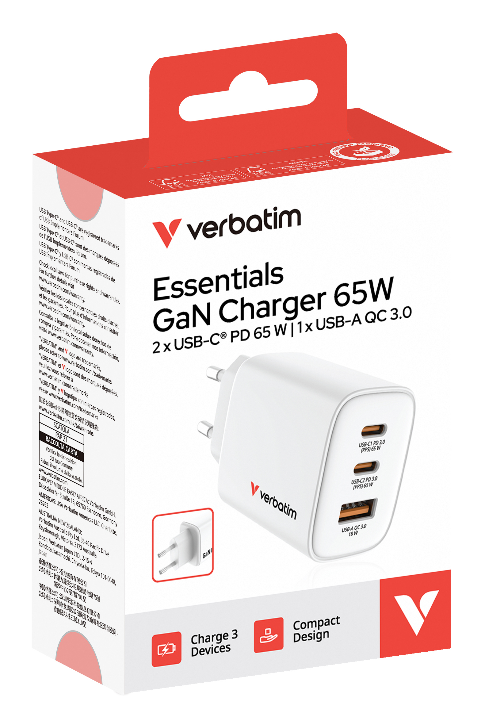 Verbatim 32353 oplader voor mobiele apparatuur Universeel Wit AC Snel opladen Binnen - Afbeelding 4