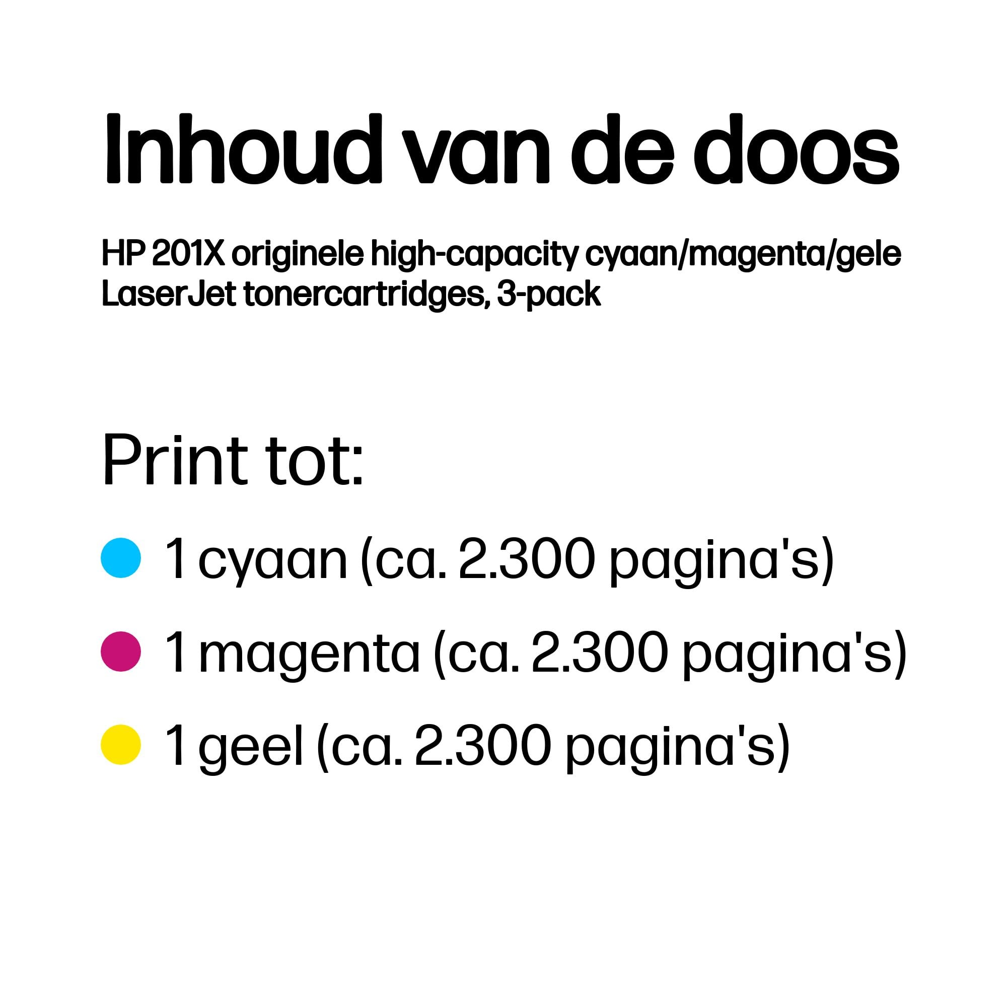 HP 201X originele high-capacity cyaan/magenta/gele LaserJet tonercartridges, 3-pack - Afbeelding 4