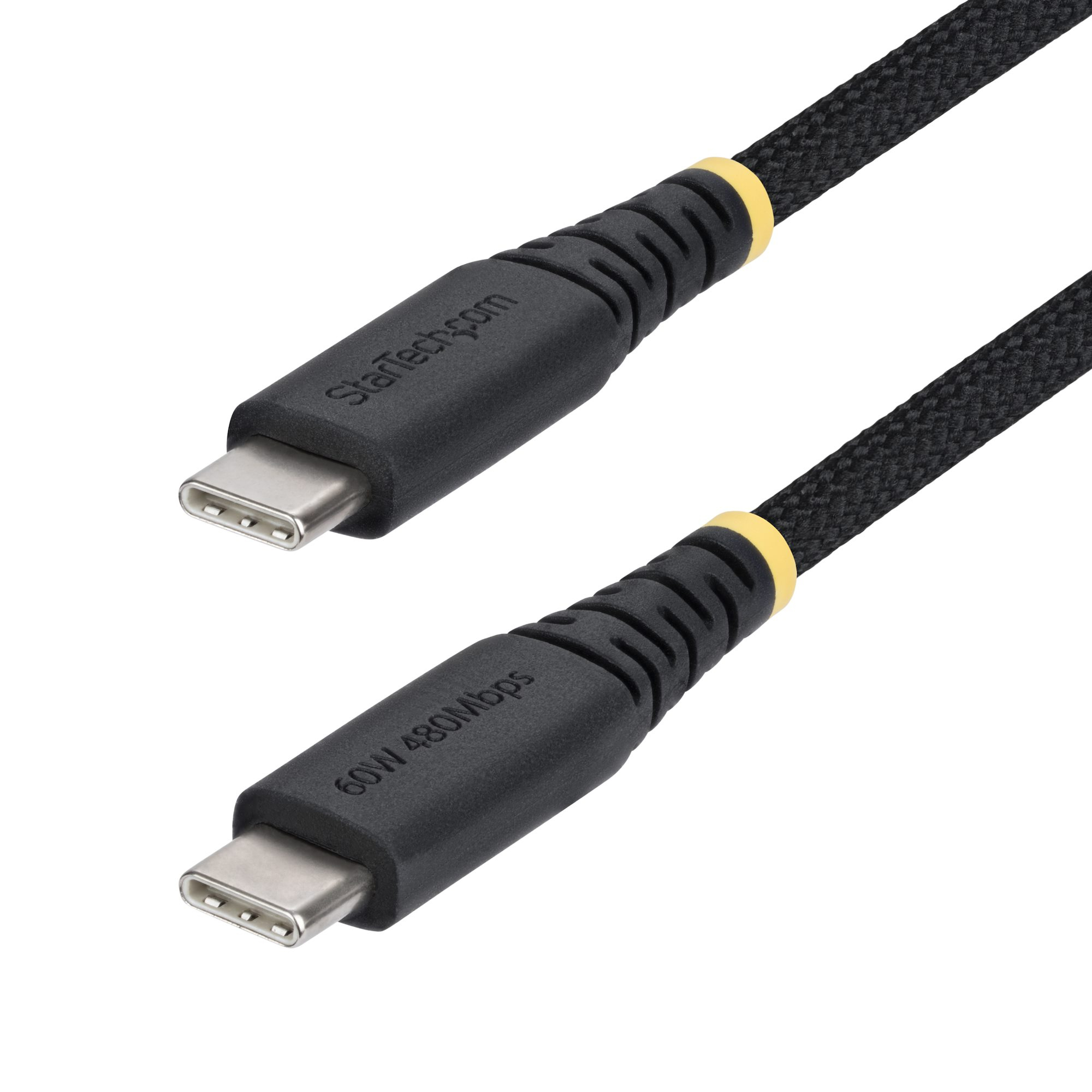 StarTech.com 3m USB-C Laadkabel, 60W (3A) PD, Dual-Layer Gevlochten Nylon/TPE Mantel, Robuuste USB Type-C Oplaadkabel, USB 2.0 Fast Charge Kabel