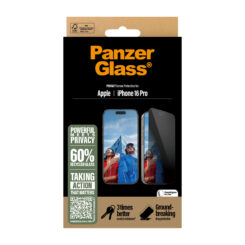 PanzerGlass ® 2-Way Privacy Screen Protector iPhone 16 Pro | Ultra-Wide Fit w. EasyAligner Doorzichtige schermbeschermer Apple 1 stuk(s) - Afbeelding 4