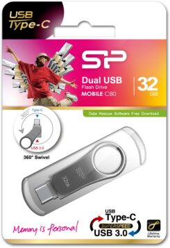 Silicon Power C80 Dual USB Pendrive Mobile 32GB USB-C Grey - Afbeelding 3