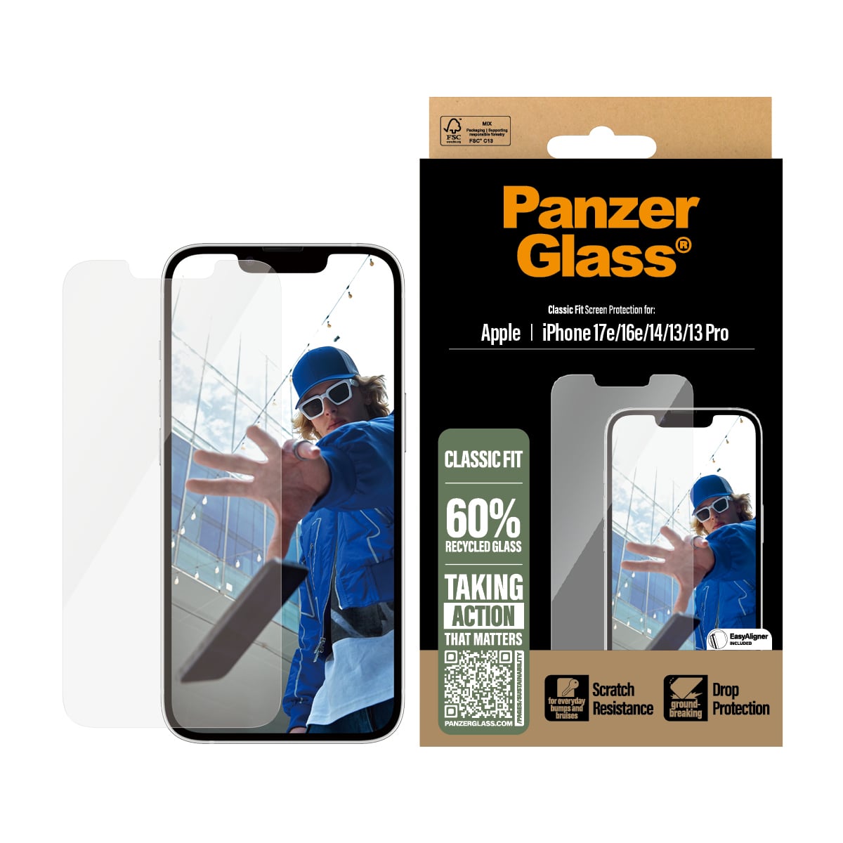 PanzerGlass ® Screen Protector iPhone 17e | 16e | 14 | 13 | 13 Pro | Classic Fit w. EasyAligner Doorzichtige schermbeschermer Apple 1 stuk(s) - Afbeelding 3
