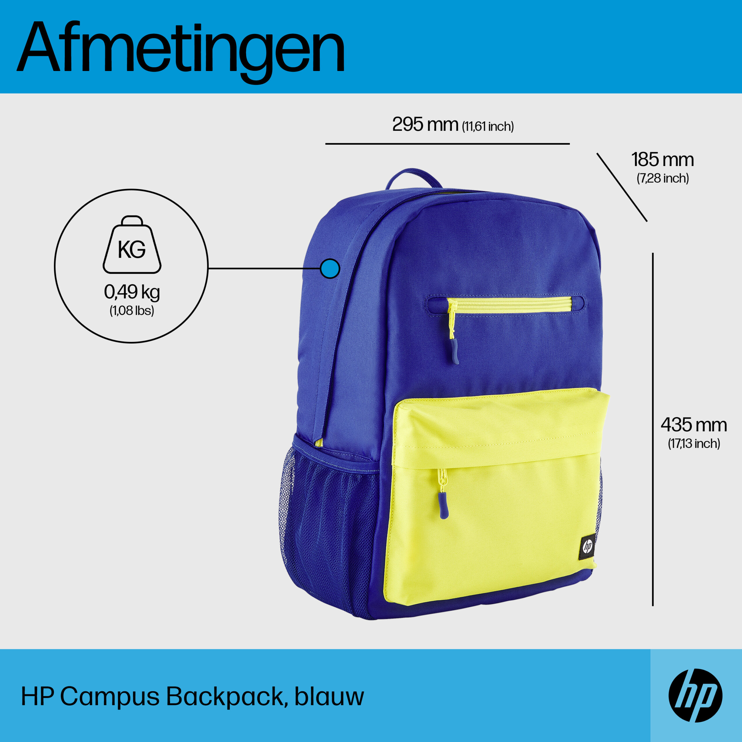 HP Campus Backpack, blauw - Afbeelding 5