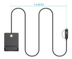 Manhattan Gecombineerde USB-C/USB-A-smartcardlezer, USB 2.0 Type-C- en Type-A-stekker naar contactlezerinterface, ondersteunt Windows, macOS en Linux, leest simkaarten met adapter (niet inbegrepen), kabel van 1 m, zwart - Afbeelding 6