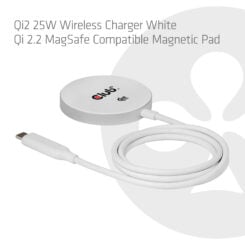 CLUB3D CAC-3026 Qi2 25W draadloze oplader wit Qi 2.2 MagSafe-compatibel magnetisch pad - Afbeelding 4